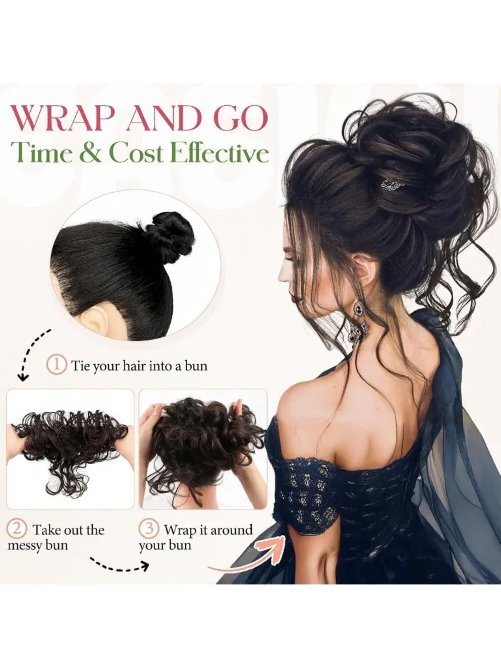 2PCS Messy Bun Hair Extensions - Stylish Ponytail Pieces for Effortless Updos
